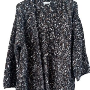 Maurices Black and Brown Chunky Knit Cardigan Size Medium Wide Sleeve
